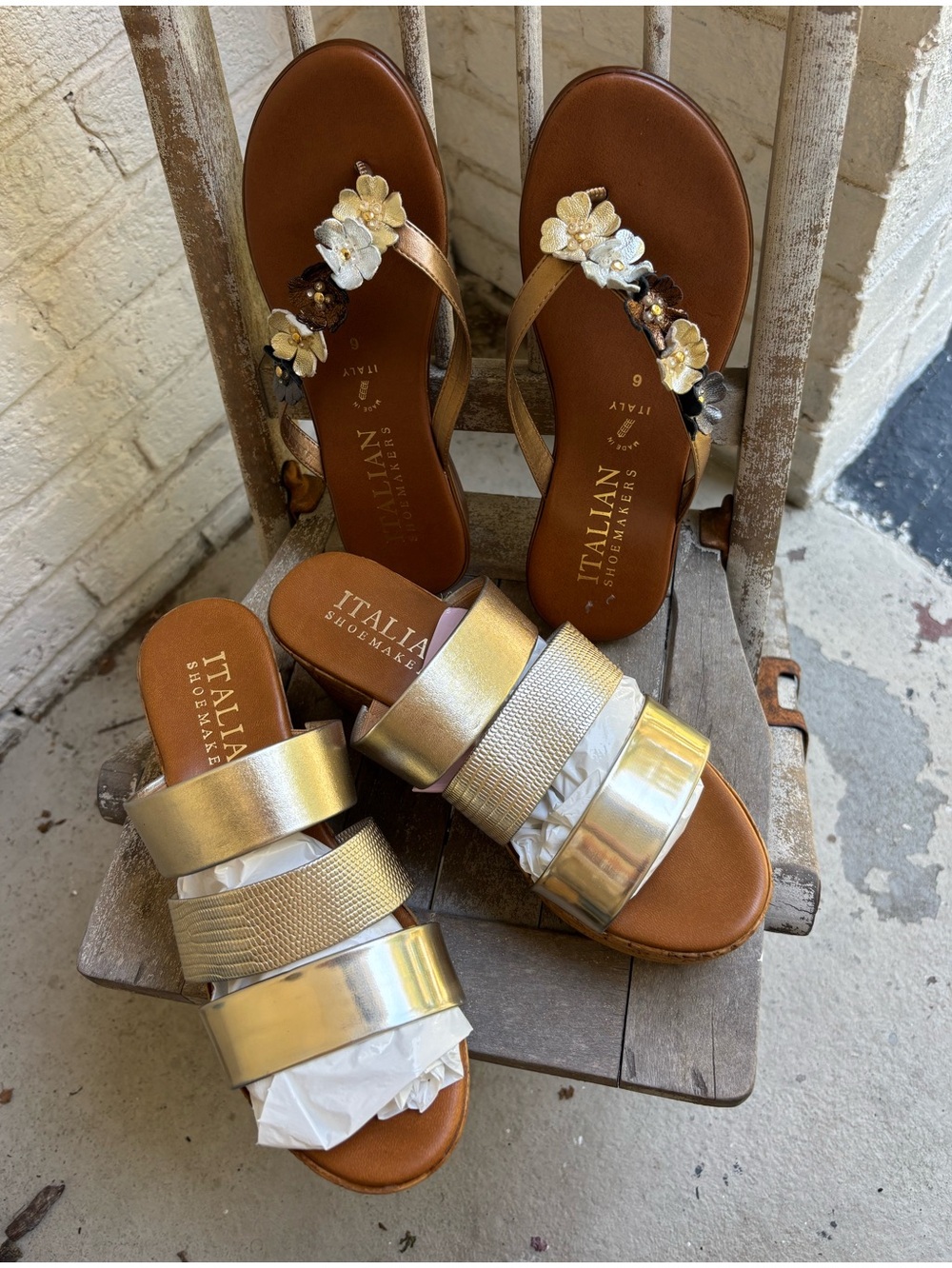 2 pairs ITALIAN Shoemaker sandals// wedges sz 6!!